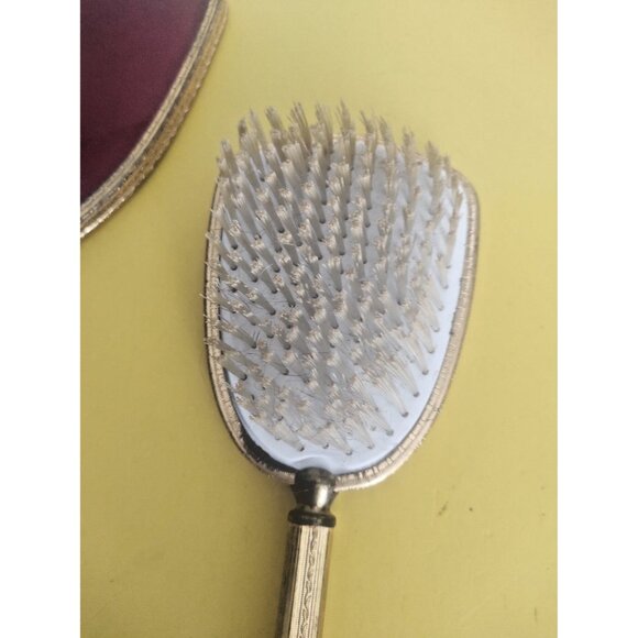 Vintage Brass and Cut Glass Hand Mirror & Brush Vanity Set 1930-1940 - Picture 7 of 15